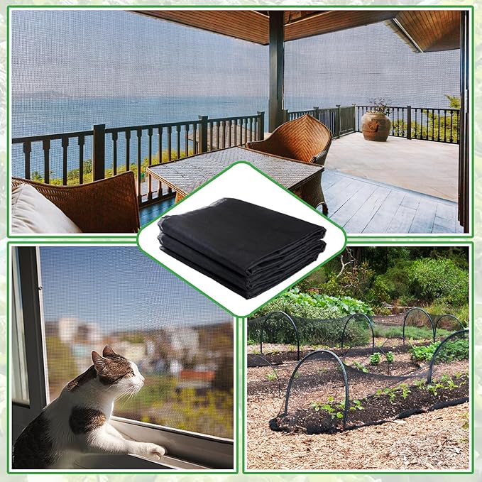 Stronger Garden Mesh Netting - 10 x 20 ft PPT Nano Bird Net Barrier, Mosquito Netting Screen for Outdoor Plants Vegetables Patios Balconies Terraces, Shading Rate 33% (Black)