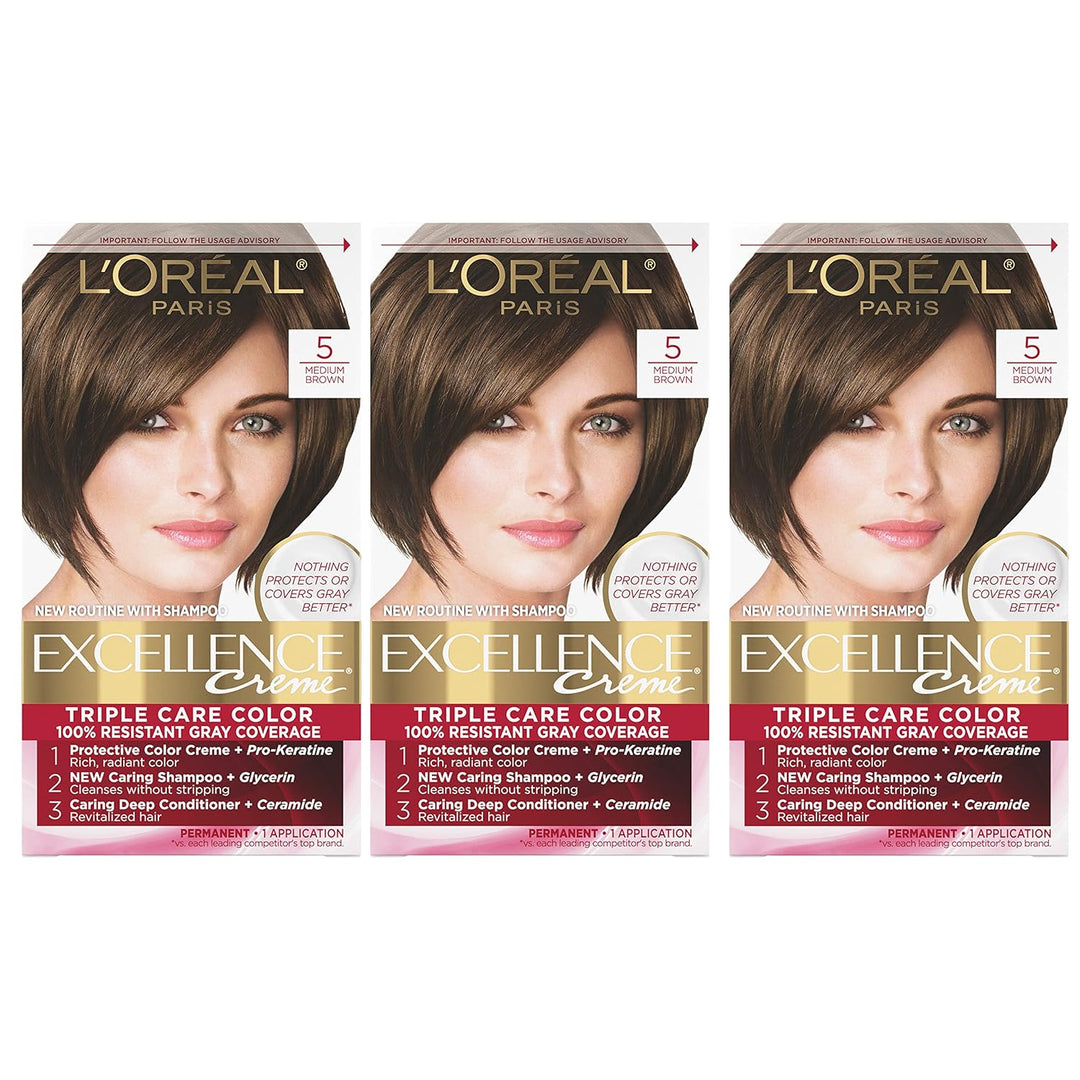 5RB Medium Reddish Brown Hair Color | L'Oreal Paris Excellence Creme – 8 Weeks Gray Coverage
