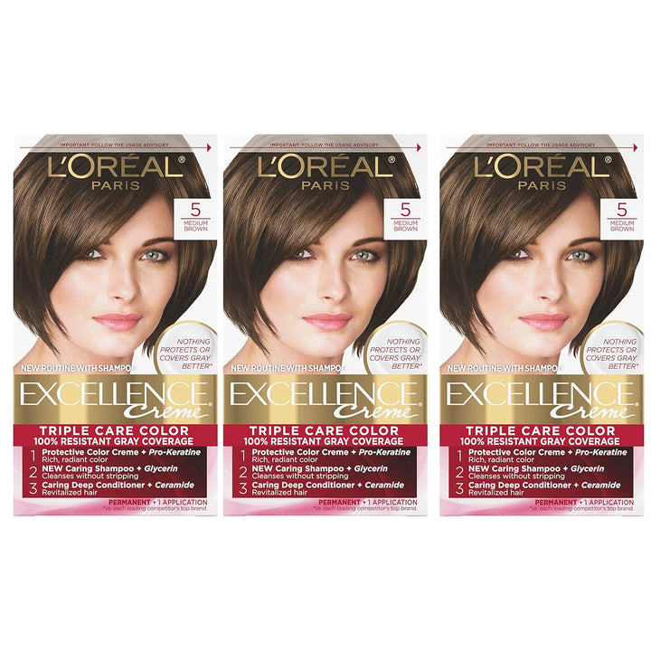 5RB Medium Reddish Brown Hair Color | L'Oreal Paris Excellence Creme – 8 Weeks Gray Coverage