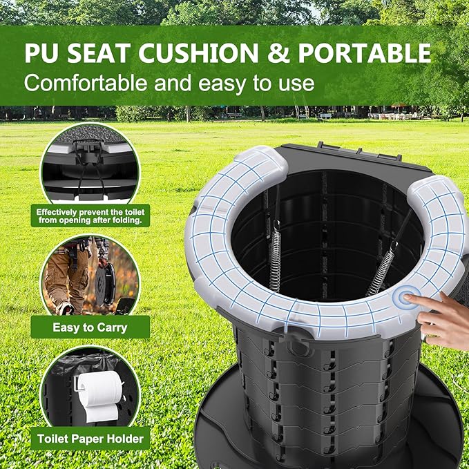 BLIKA Portable Toilet Kit for Camping, Camp Toilet with Pop-Up Privacy Tent, Toilet Bags and Eco Absorbent Gel, Foldable Portable Toilet for Adults, Portable Outdoor Shower Tent Camp Toilet