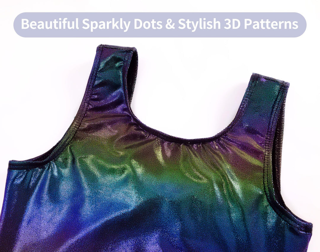 Domusgo Girls Gymnastics Leotards Size 5-6 Years Old Sparkly Black Unitards for Kids Tumbling