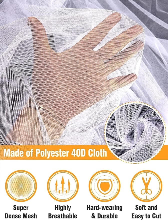 Mosquito Net for Patio - 10Ft x 33Ft for Each Garden Mesh Screen Barrier, Super Dense Patio Netting for Balcony Porch Umbrella Fruit Tree Gazebo Canopy RV Camping, White