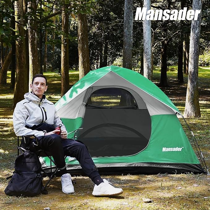 Camping Tent, Waterproof 2/3/4 Person Tents for Camping, Lightweight Easy Set Up Outdoor Hiking Tent Backpacking Tent with Carry Bag, Backpack Tent Suit for Family Beach Hiking Travel