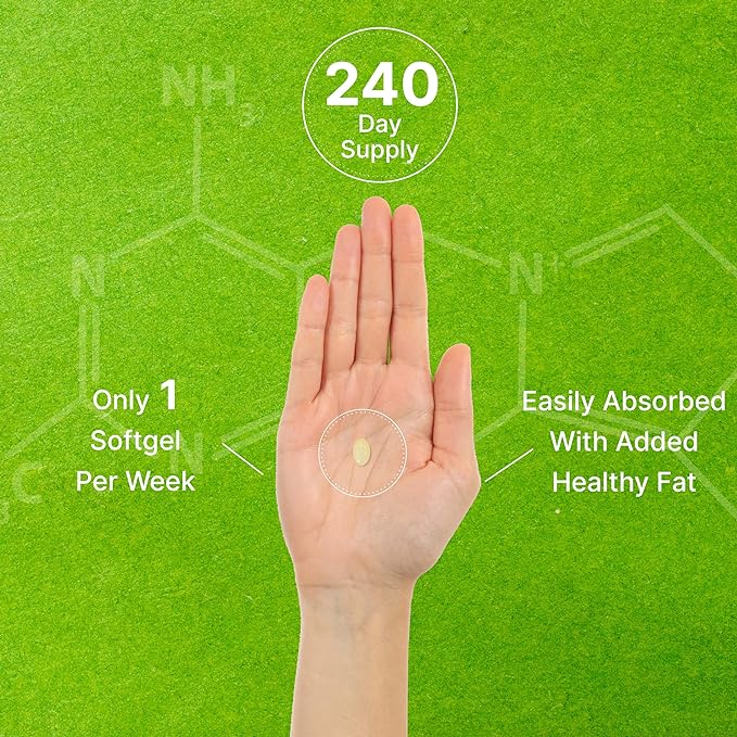 DEAL SUPPLEMENT Vitamin D3 50,000 IU + K2 MK7 200 mcg,240 Softgels | Virgin Coconut Oil, Max Strength Vitamin D & K, Promotes Heart, Bone, & Teeth Health – One Softgel Weekly, Easy to Swallow