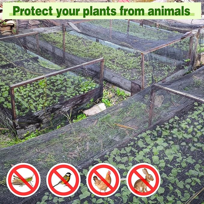 Stronger Garden Mesh Netting - 10 x 33 ft PPT Nano Bird Net Barrier, Mosquito Netting Screen for Outdoor Plants Vegetables Patios Balconies Terraces, Shading Rate 33% (Black)