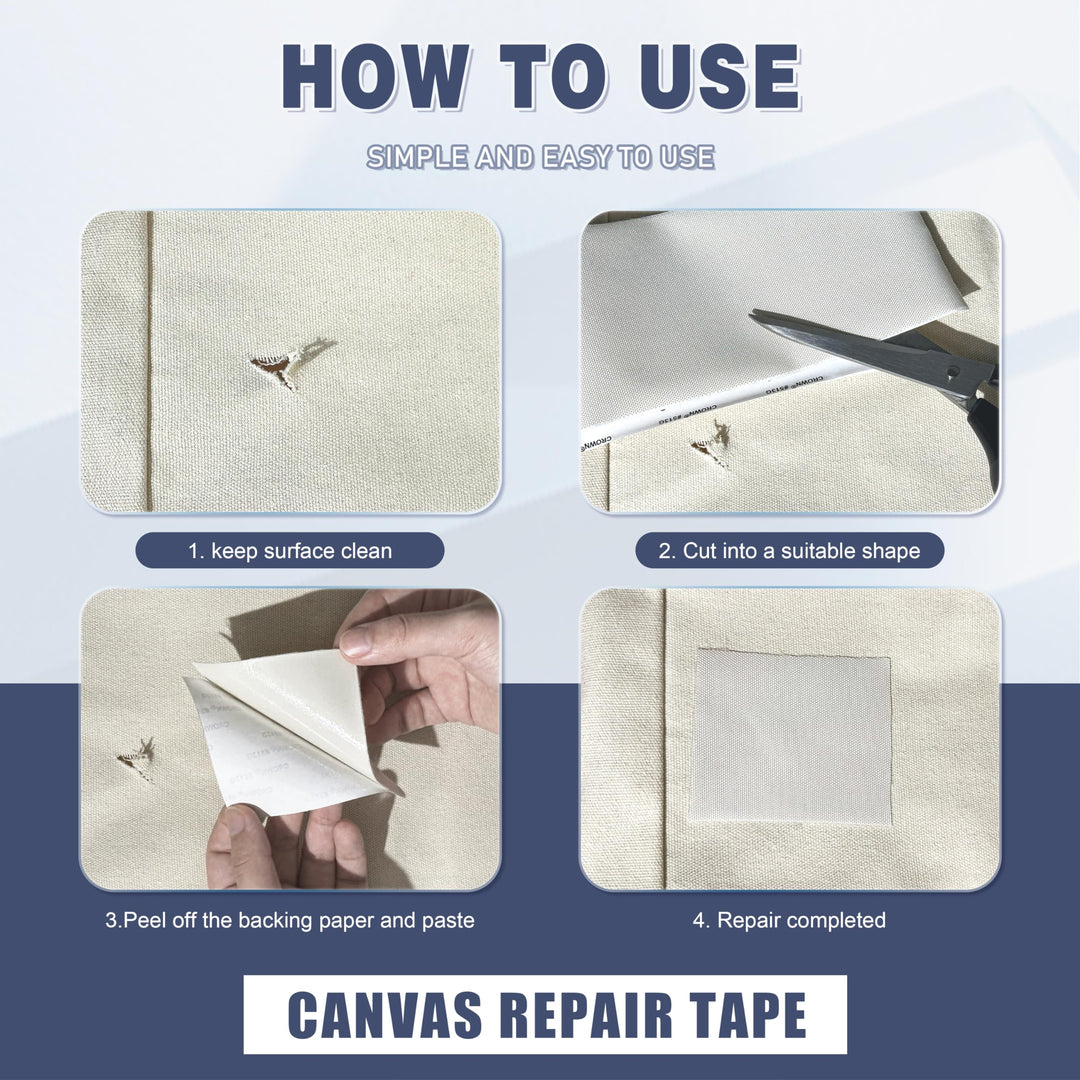 Azobur 2 Pieces Waterproof Extra Large Canvas Repair Tape, Boat Cover Repair Kit, Tent Repair Tape, Pop Up Canvas Repair Kit, Suitable for Various Fabric Repair (Khaki)