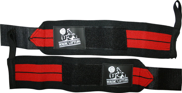 Nordic Lifting Wrist Wraps (1 Pair/2 Wraps) 14" for Weightlifting | Cross Training | Powerlifting - For Women & Men - Hand Strength & Support During Weight Lifting (Red) - 1 Year Warranty