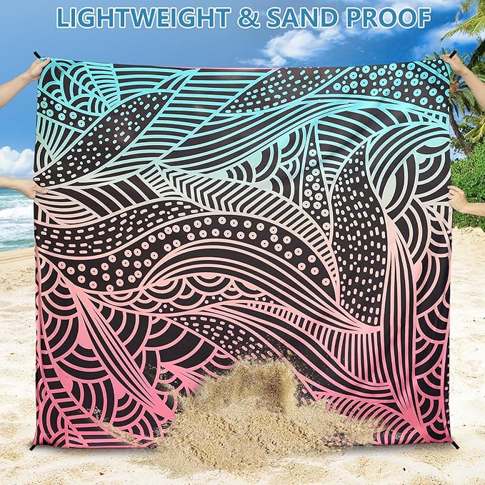 AISPARKY Beach Blanket Waterproof Sandproof Quick Drying Beach Mat Extra Large Outdoor Picnic Blanket for Travel Camping Hiking