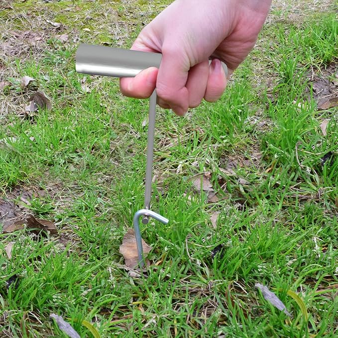 9 Inch Galvanized Tent Stakes Metal Tent Pegs with T Hook, Heavy Duty Steel Yard Camping Stakes Tarp Hooks Inflatables Outdoor Decorations, 25 Pack