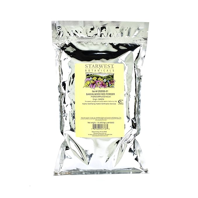 Starwest Botanicals Red Sandalwood Powder Wild Crafted, 1 Pound