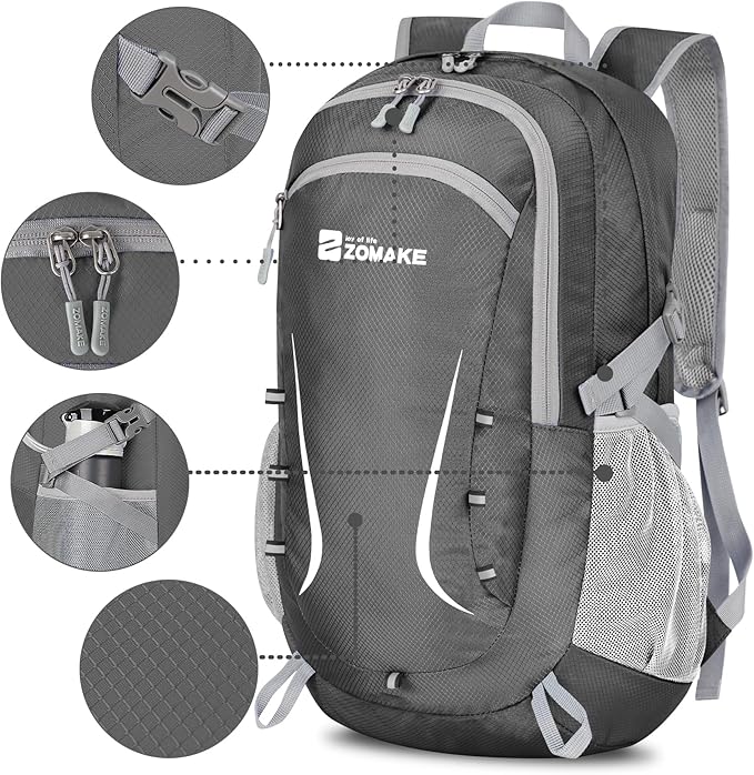 ZOMAKE Lightweight Packable Backpack 35L, Foldable Backpacks Water Resistant Collapsible Light Daypack for Hiking