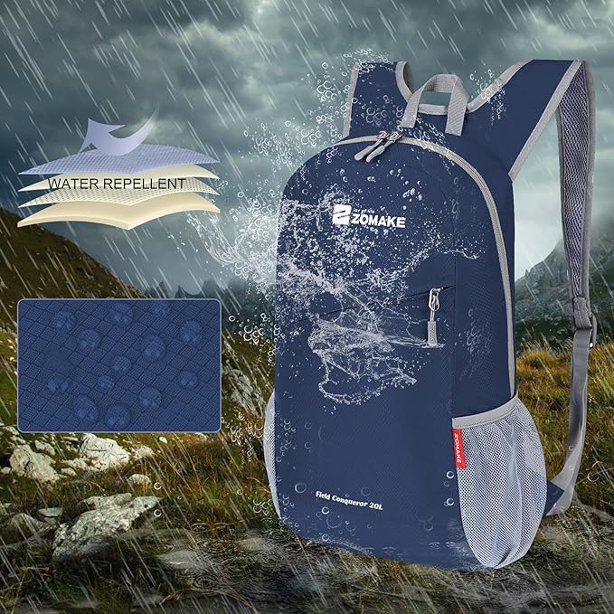 ZOMAKE Lightweight Packable Backpack 20L, Foldable Backpacks Small Daypack for Hiking Water Resistant Day Bag for Travel