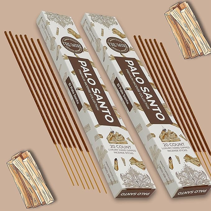 Palo Santo Incense Sticks - Incienso de Palo Santo - Total 40 Insence-Sticks - Dual Pack of 20 Insense - Inciensos - Inscents - Natural Non Toxic Ingredients - Incents - Incence