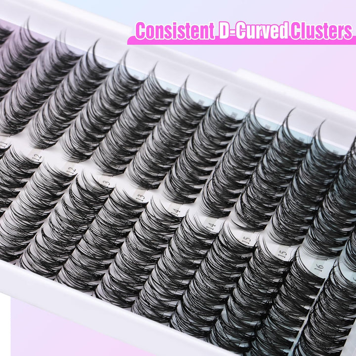 80D Full Volume Eyelash Clusters Kit | DIY Lash Extensions with Bond & Tweezers