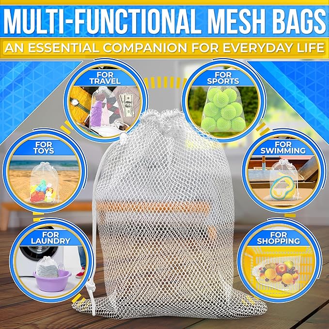 Small Mesh Bags Drawstring Nylon Bag - 5Pcs Camping Organization Nylon Mesh Netting Drawstring Bag Little Bags Small Storage - Durable Mesh Drawstring Bag Cord Lock Closure Net Laundry Mesh Bags