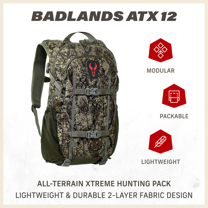 Badlands ATX 12 Hunting Pack - All-Terrain Xtreme Tactical Backpack, Lightweight, Water Resistant, Approach OG