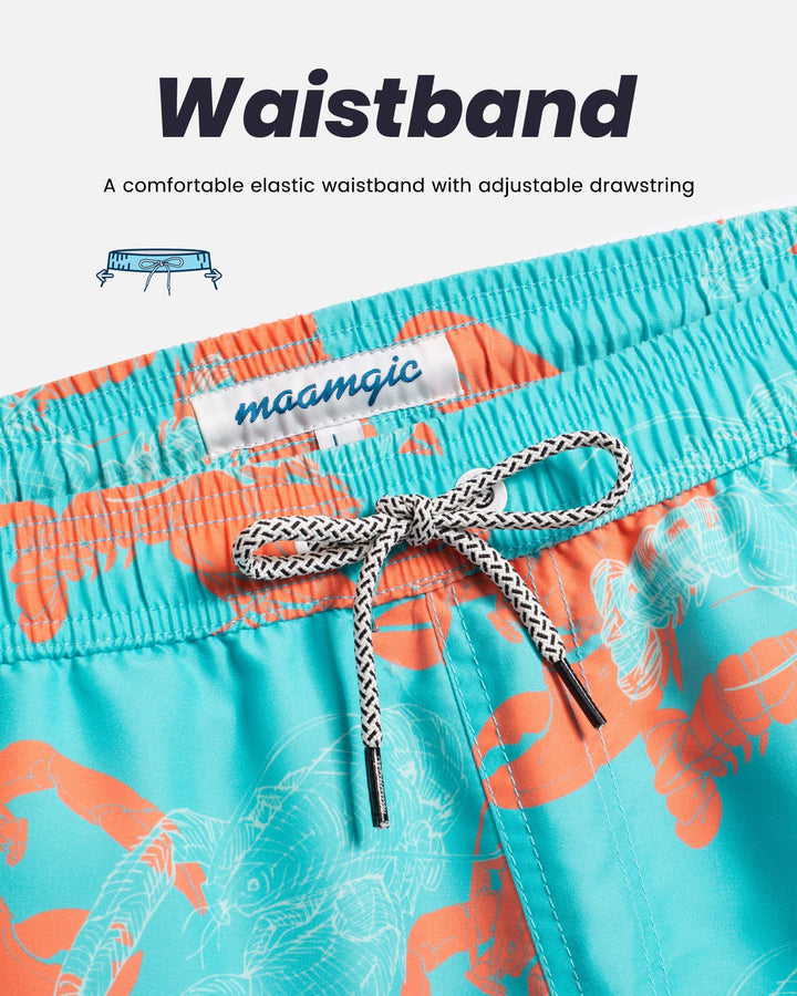 maamgic Mens Swim Trunks Quick Dry Swim Shorts with Mesh Lining Funny Swimwear Bathing Suits Pink Blue Lobster X-Small
