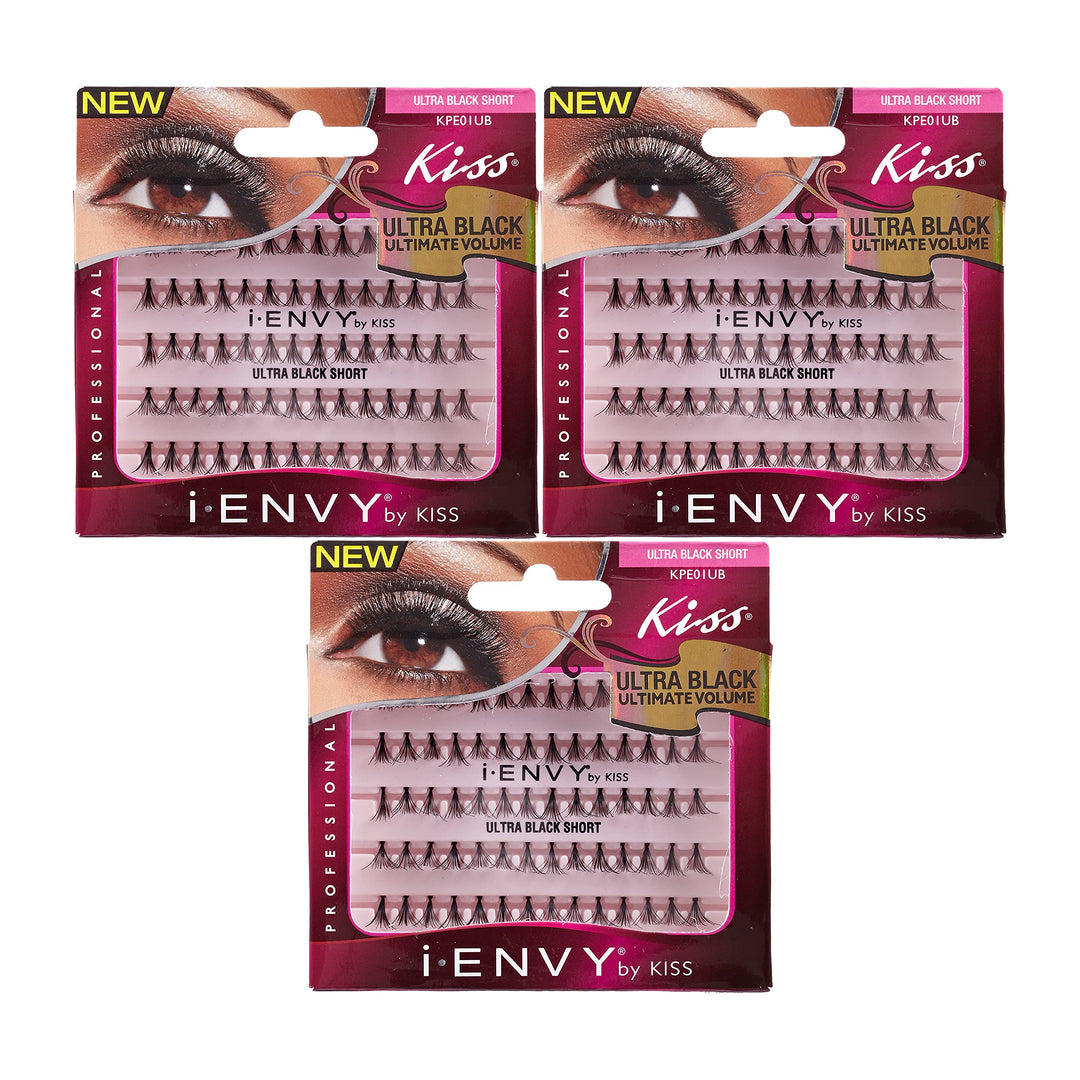 Kiss I Envy Ultra Black Knotted Short Lashes (Pack of 3)