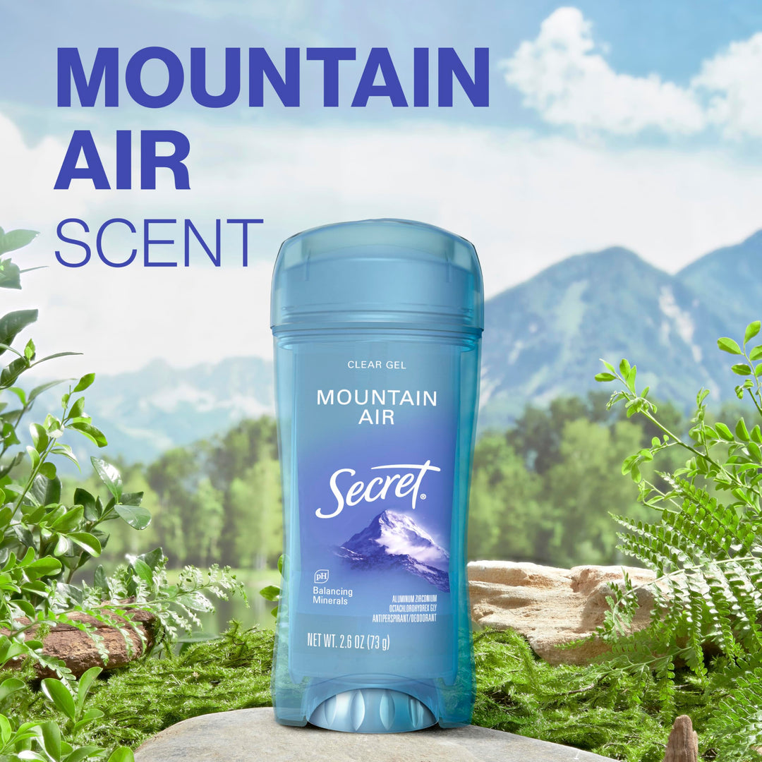 Secret Fresh Antiperspirant Deodorant for Women, 72hr Breathable Sweat & Odor Protection, Instant Freshness & Gentle, PH Balancing Minerals, Clear Gel, Mountain Air Scent, 2.6 oz