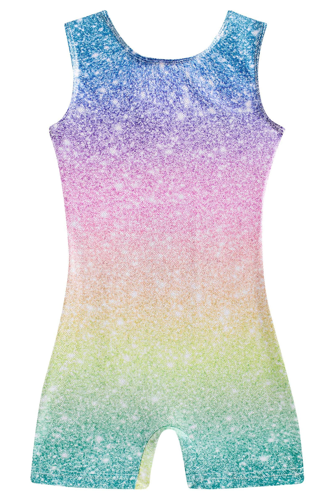 Funnycokid Gymnastics Leotards for Girls Dance Outfits Unitard Sparkly Clothes with Shorts, diamond rainbow, 5-6 Years