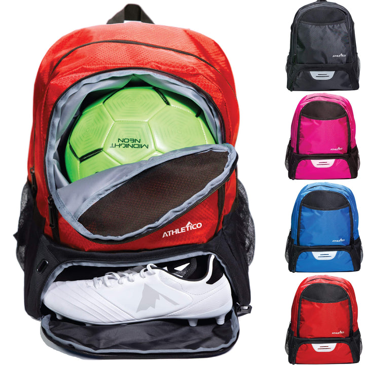 Athletico Youth Soccer Bag - Soccer Backpack & Bags for Basketball, Volleyball & Football | Includes Separate Cleat and Ball Compartment (Black)