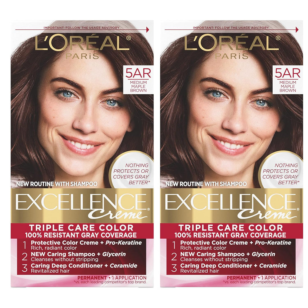 5RB Medium Reddish Brown Hair Color | L'Oreal Paris Excellence Creme – 8 Weeks Gray Coverage