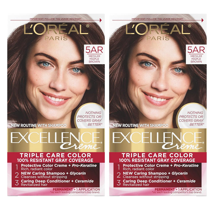 5RB Medium Reddish Brown Hair Color | L'Oreal Paris Excellence Creme – 8 Weeks Gray Coverage