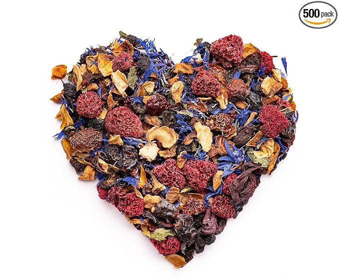 Raspberry Tea with Cornflower, Rosehip & Hibiscus – Caffeine-Free Loose Leaf Fruit Tea – Summer Herbal Infusion with Wild Berries – 4oz