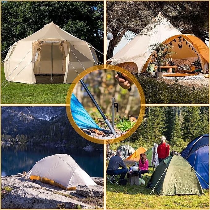 12 Pcs 16 Inch Tent Stakes Heavy Duty Metal Tent Pegs，Camping Steel Tent Stakes for Unbreakable and Inflexible Camping Backyard Rocky Ground