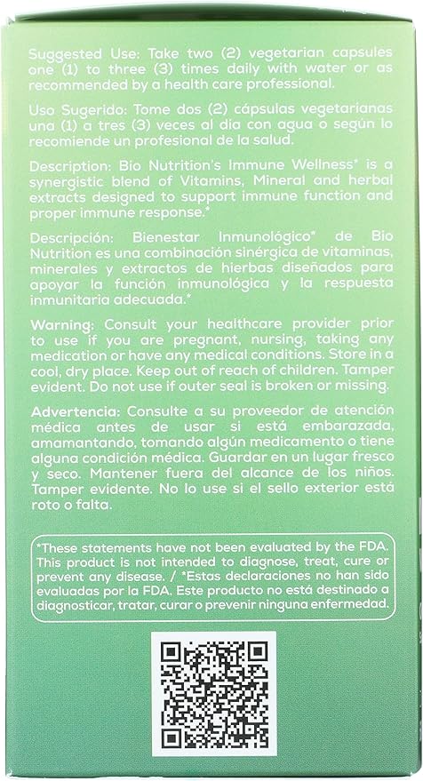 Bio Nutrition Immune Wellness, Olive Leaf & Oregano, Gluten Free, 60 Veggie Capsules (Pack of 3)