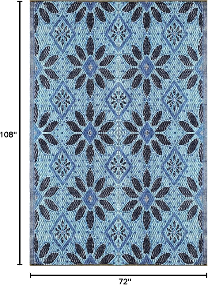 BalajeesUSA Outdoor Rug – 6x9, Sky Blue, Grey, Reversible Recycled Plastic Straw Rug Waterproof Outdoor Patio Rugs Clearance Large RV Camper Mats 331