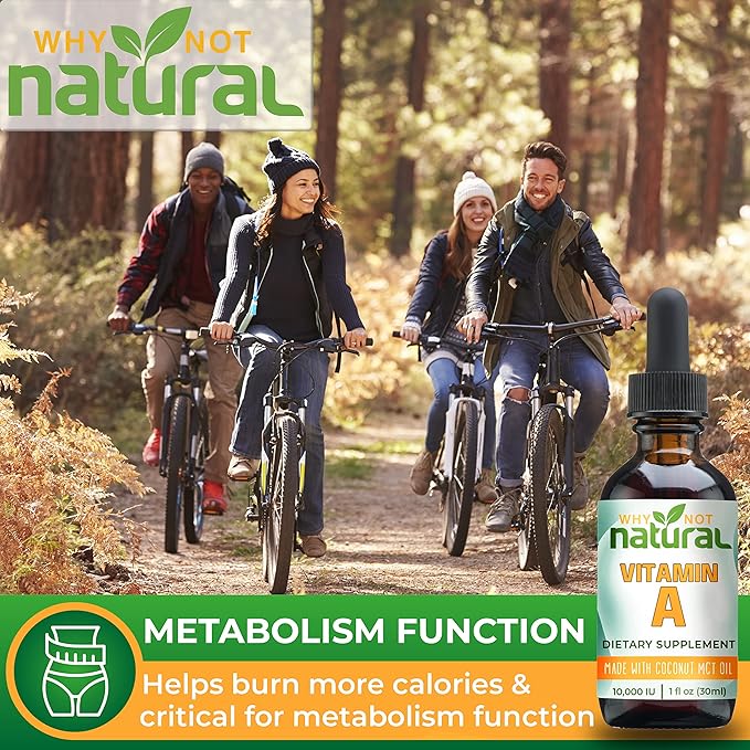 Why Not Natural Vitamin A Drops 10000 IU - Liquid retinyl Palmitate with Coconut MCT Oil, Vegan micellized VIT A Supplement for Skin, Acne - 1 oz sublingual Tincture