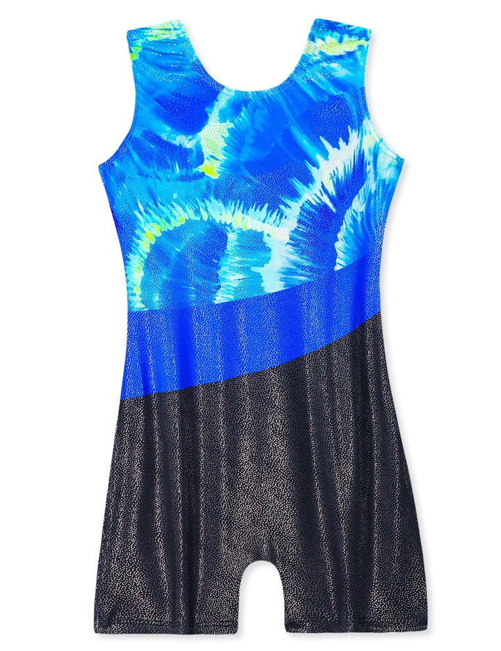 Domusgo Leotard for Girls Gymnastics Size 5-6 Years Old Black Blue Shells Tumbling Biketard
