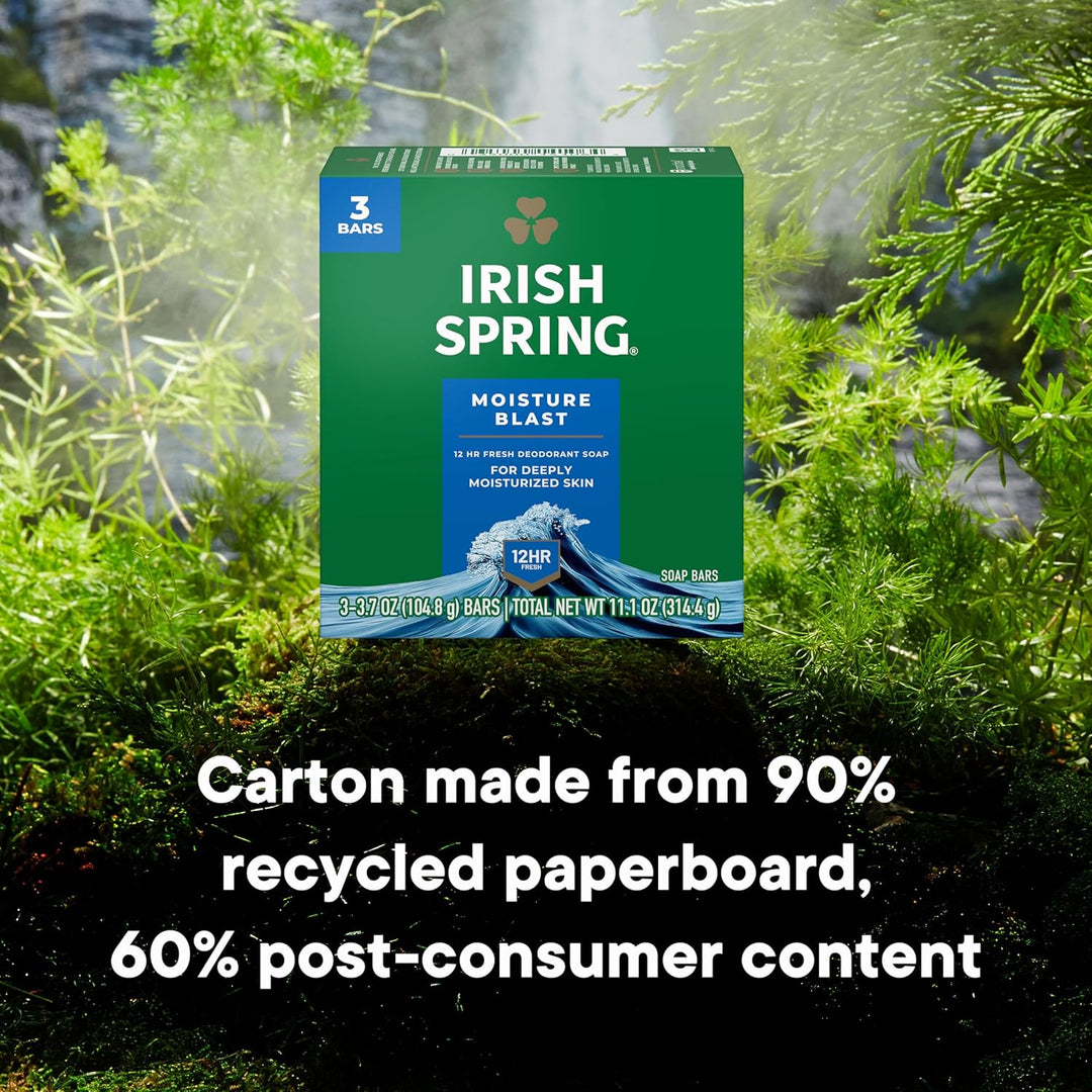 Irish Spring Icy Blast Bar Soap | Fresh & Clean for Men | 24 Pack, 3.7 Oz