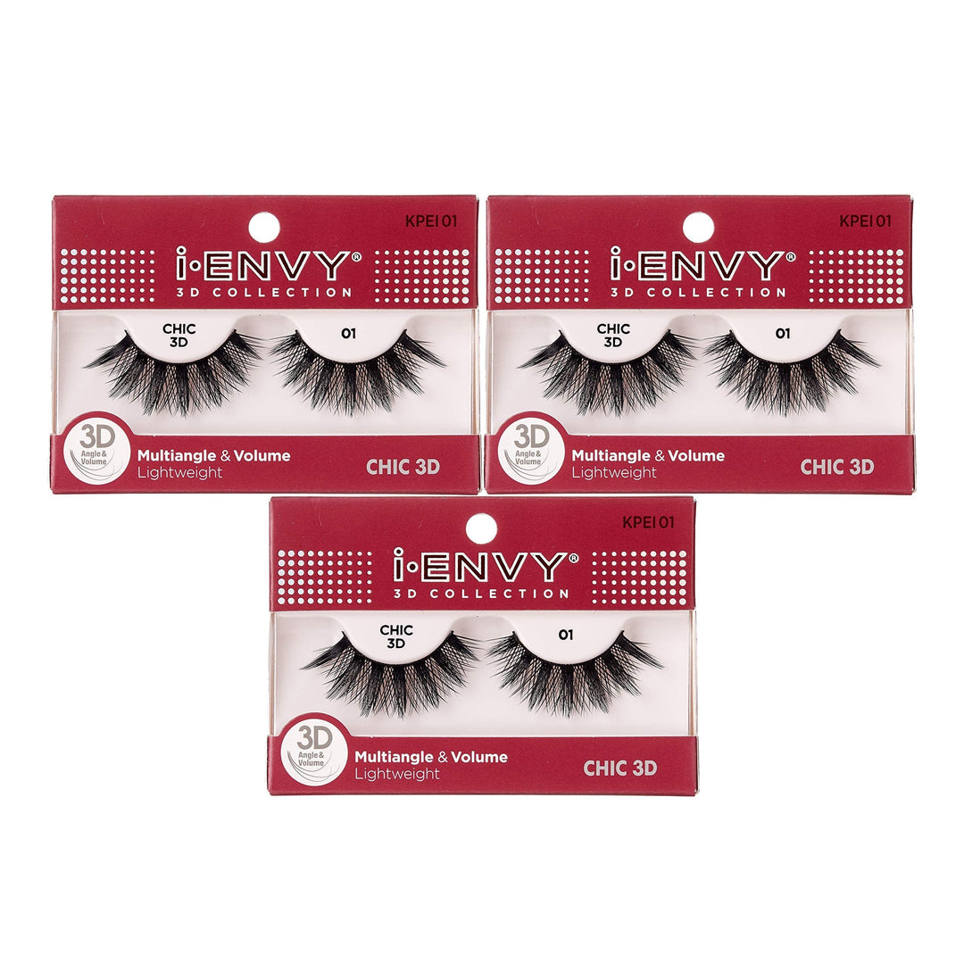 I-Envy 3 Pairs False Eyelashes 3D Glam Collection Multi-Angle & Volume Lashes