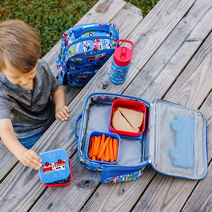 Wildkin Kids Ice Packs (4 Packs) for Boys & Girls, Perfect for Daycare & Preschool Slim & Reusable Ice Packs, Keep Lunches Fresh & Cool for School & Travel, Portable Ice Packs for Kids (Fire Truck)