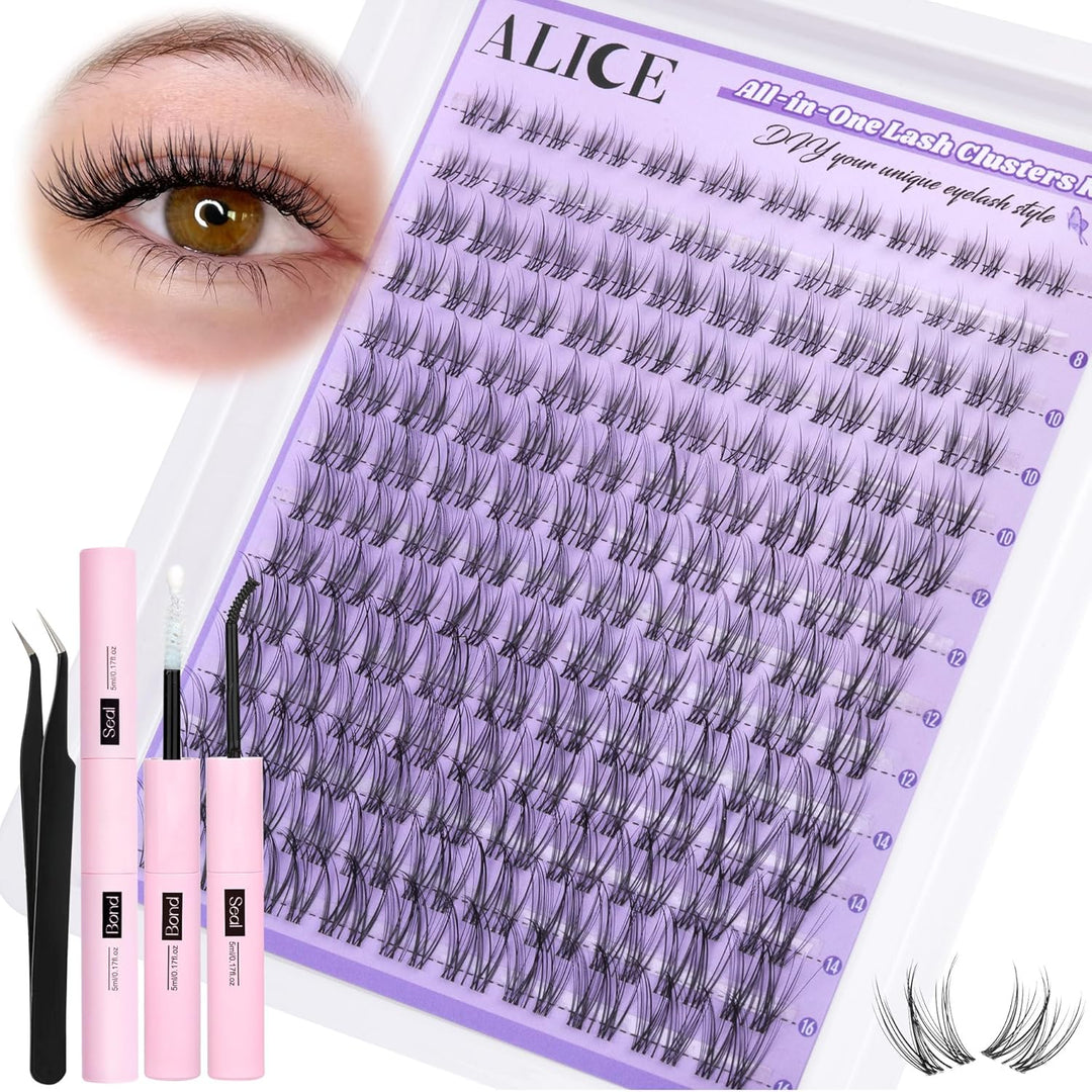 ALICE DIY Natural Lash Clusters | Wispy Anime Cat Eye | 10-16mm, 144 Pcs