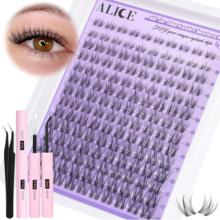 ALICE DIY Natural Lash Clusters | Wispy Anime Cat Eye | 10-16mm, 144 Pcs