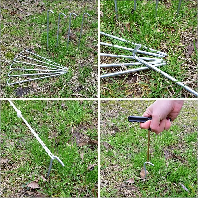 9 Inches 8 Pack Heavy Duty Tent Stakes, Metal Ground Stakes for Camping, Garden or Inflatable, Galvanized Steel Pegs for Yard and Outdoor Decorations