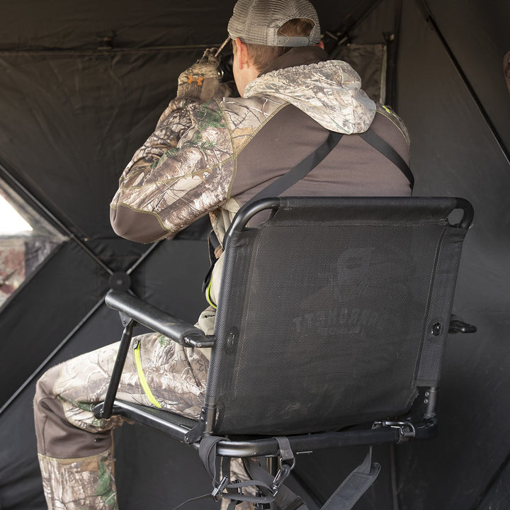 Barronett Blinds 360 Deluxe Wide Chair, Silent 360-degree Swivel Hunting Chair, Extra-Wide, Comfortable TearTuff Mesh Seat, Adjustable Height, 350 lb. Capacity, Black, BC107