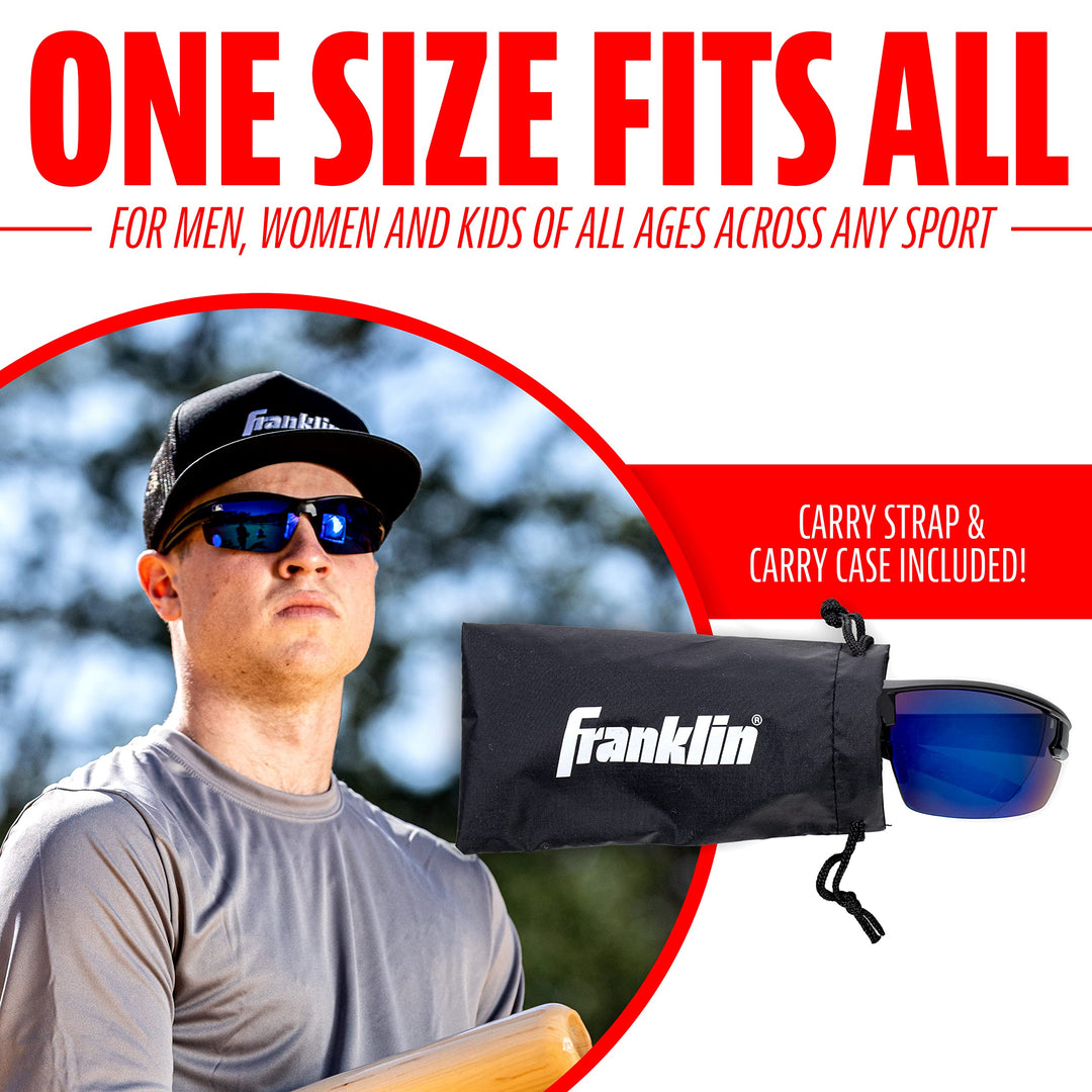 Franklin Sports Rectangular Non Flip Sunglasses, Black, 72mm