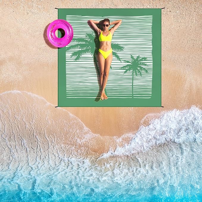 Beach Blanket Waterproof Sandproof Beach Mat 79”x 83” for 1-4 Adults Quick Drying Durable Outdoor Picnic Mat for Beach Festival Travel Camping Hiking (COCOTREE, 79"×83"(4 Person))