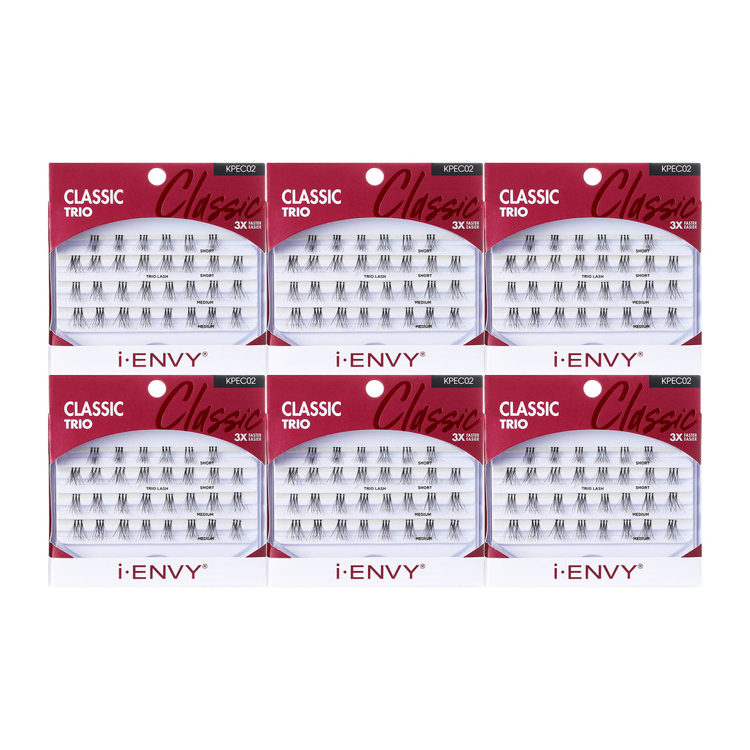 i-ENVY by KISS Trio Lash Classic Medium 30 Lashes (Pack of 6) Natural Style 3X Faster Easier Application