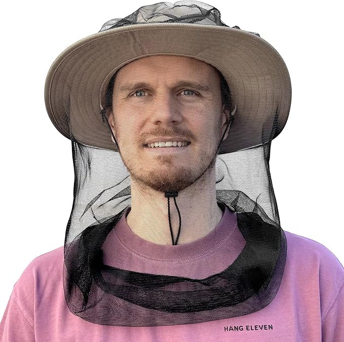 Mosquito Head Net for Insect, Fly & Bug Protection - Quality Mesh Netting for Travel, Camping, Gardening, Safari & Fishing - Fits All Type of Hats for Men & Women