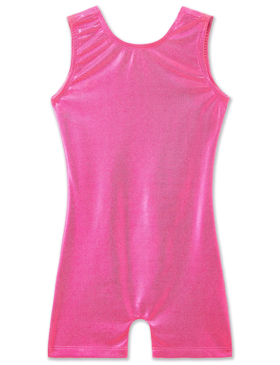 TENVDA Gymnastics Leotards for Girls 6-7 Years Old Metallic Sparkly Hotpink Professional Tumbling Competition Biketard Unitard