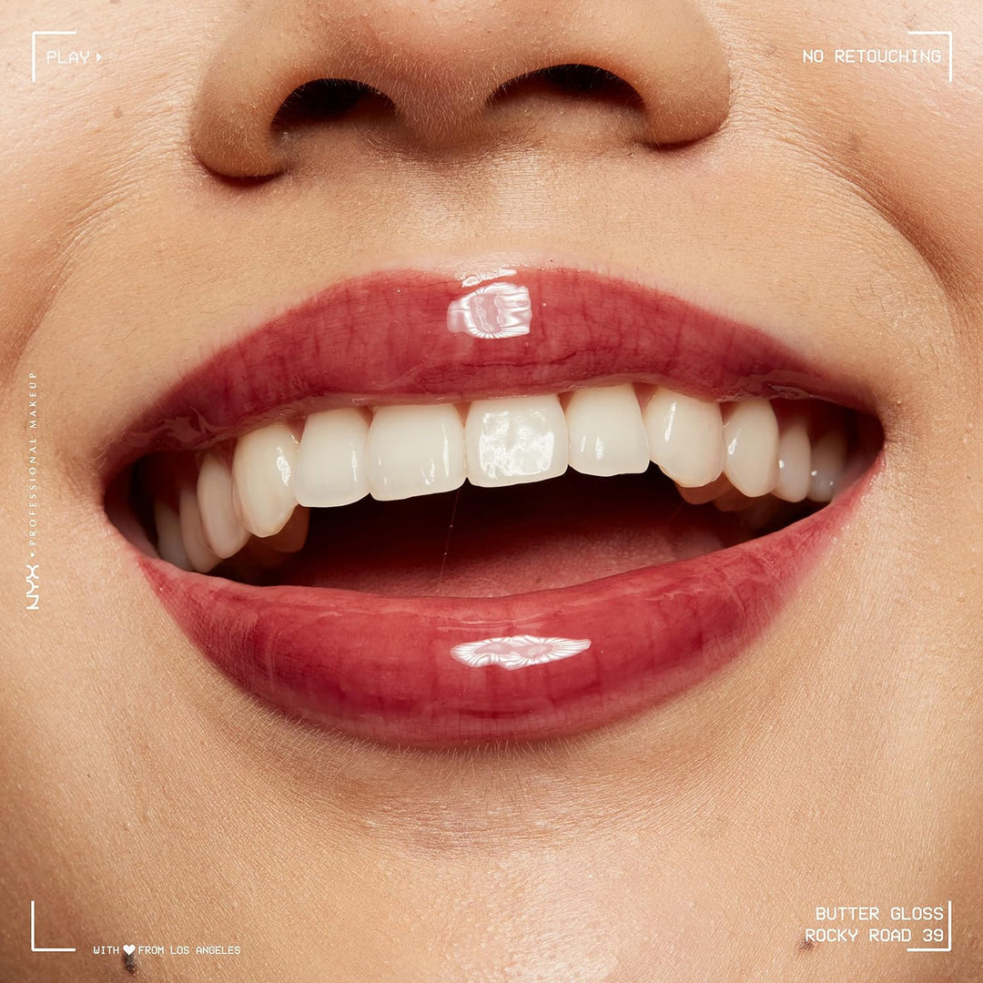 NYX Butter Gloss | Non-Sticky Lip Gloss in Rocky Road - Wine Shade