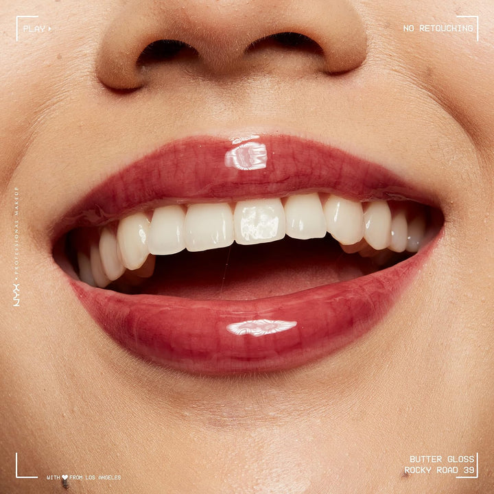 NYX Butter Gloss | Non-Sticky Lip Gloss in Rocky Road - Wine Shade