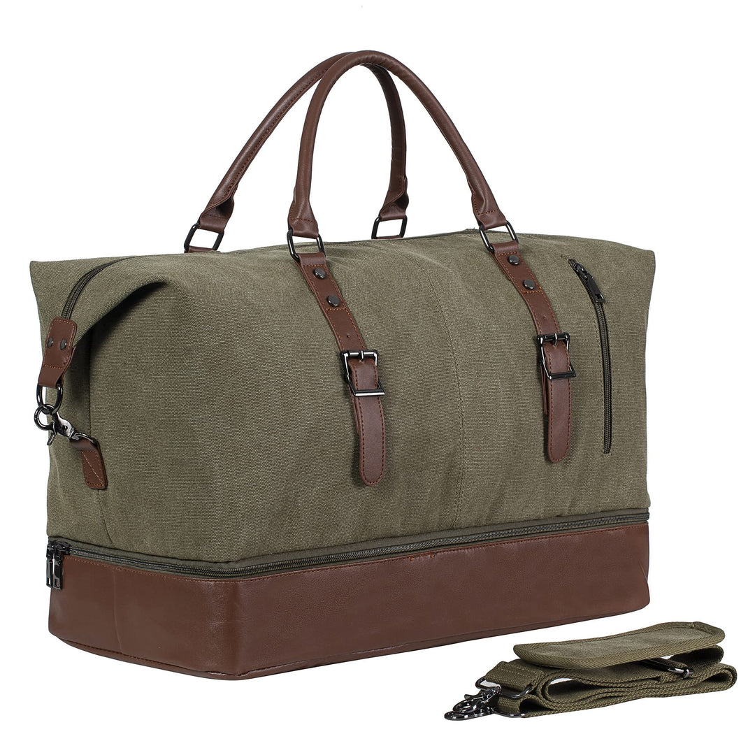 Travel Bag with Shoe Pouch,Weekender Overnight Bag Carry On Bag Travel Tote Duffel Bag Gym Duffle Bag Weekender Bag for Men or Women-Green