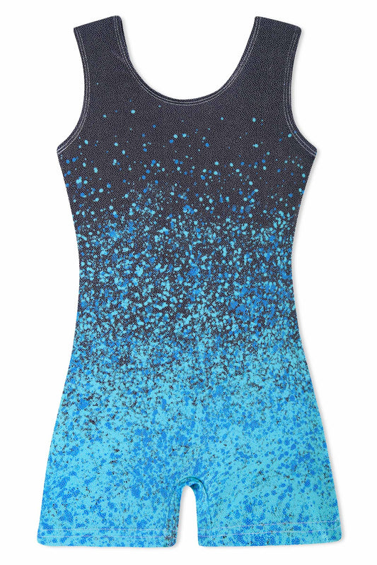 TUONROAD Kids Dance Leotards Girls Gymnastic Outfit Child Gradient Blue Biketard Clothes Adorable Comfortable Sleeveless Tutu for Dress up 5-6 Years