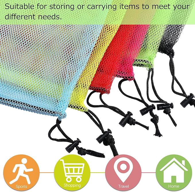 iMucci 13"X15.5" 6Pcs Mesh Laundry Drawstring Bag Nylon Drawstring Gym Bag with Cord Lock Closure